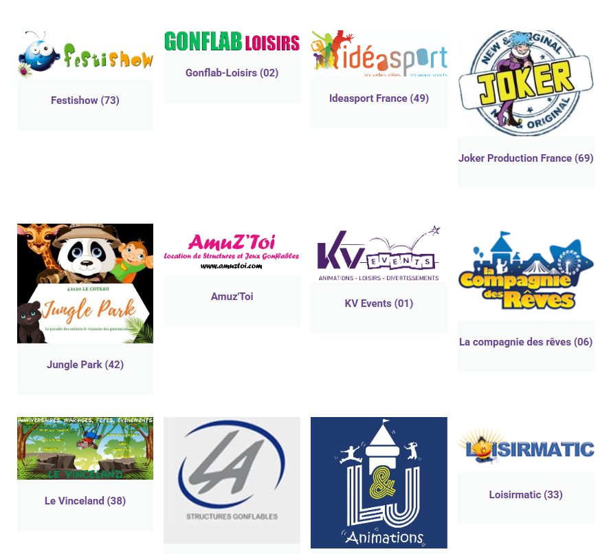 Logos d’entreprises adhérentes de l’ANESAG, avec leur département (3/3)
