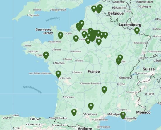 Carte de France des professionnels contrôlés par CÔJEGO
